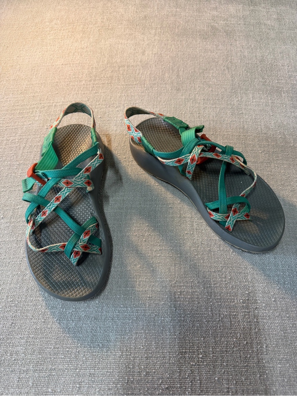 Chaco Women's Teal Gray Sandals with Patterned Straps